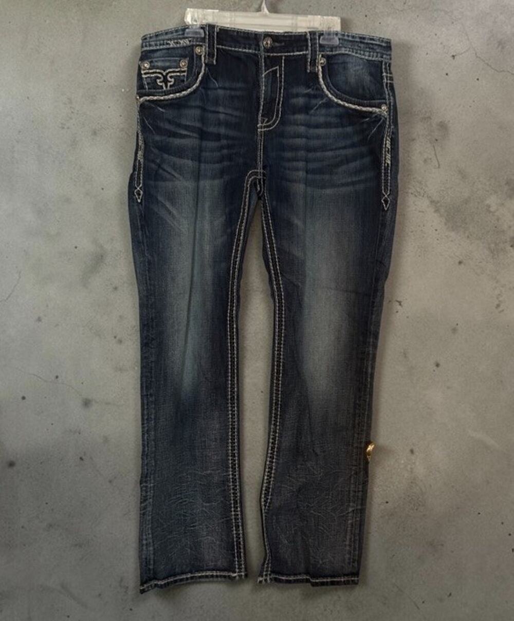ROCK REVIVAL Men’s BENJI Straight Jeans 38 (Actual 39x34) *READ